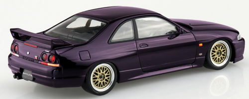 Aoshima 1/32 Nissan R33 Skyline GT-R | Midnight Purple - Custom Wheel Version - Snap-Fit Model Kit - No Glue/Paint Required - JDM Authentic