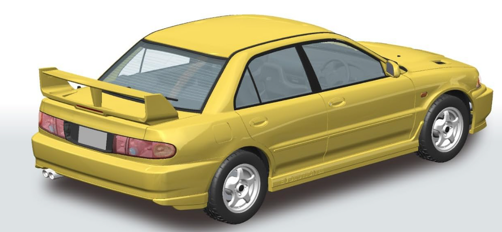 Aoshima 1/32 Mitsubishi Lancer Evolution III | Dandelion Yellow - Snap-Fit Model Kit - No Glue/Paint Required - JDM Authentic