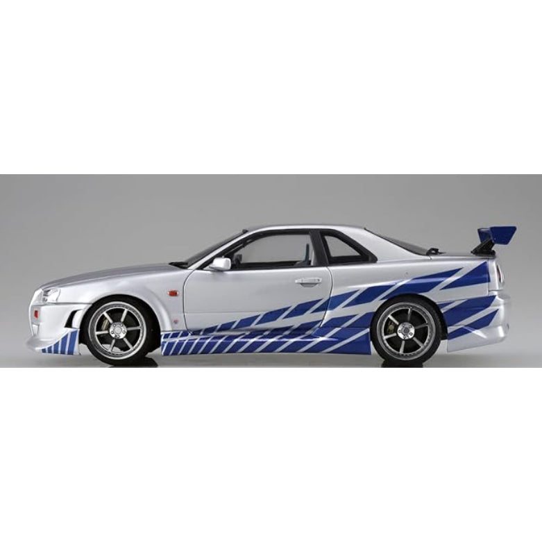 AOSHIMA 1/24 Movie Mecha No.WS-02 Fast & Furious Nissan Skyline R34 GT‑R | Brian’s Car | Plastic Model Kit | Brand New | Japan Direct
