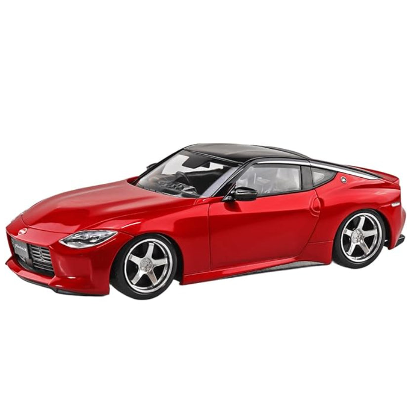 Aoshima 1/32 Nissan RZ34 Fairlady Z | Carmine Red - Custom Wheel Version - Snap-Fit Model Kit - No Glue/Paint Required - JDM Authentic