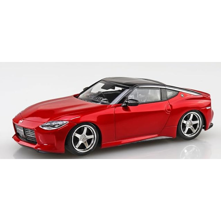Aoshima 1/32 Nissan RZ34 Fairlady Z | Carmine Red - Custom Wheel Version - Snap-Fit Model Kit - No Glue/Paint Required - JDM Authentic